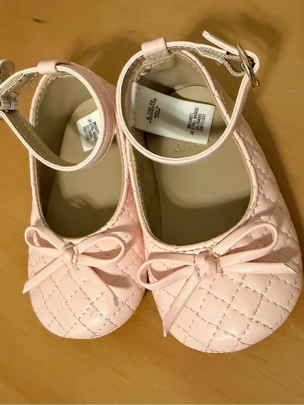Janie Jack Baby Girls Quilted Bow Mary Jane Shoes - Light Pink
